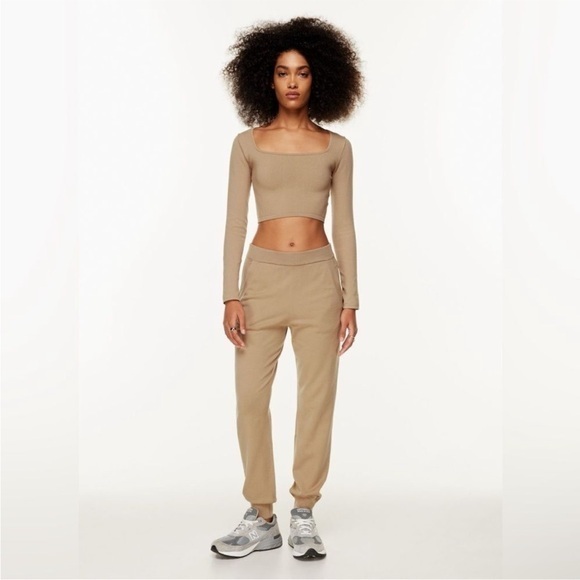 Aritzia Babaton Camel Brown High Waisted Knit Rodin Jogger Sweatpants  Pants - Picture 7 of 14